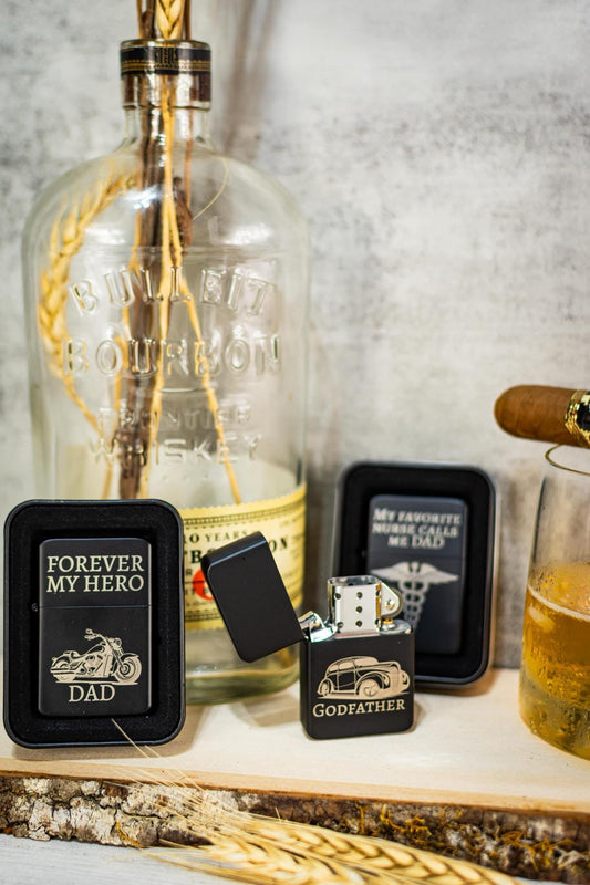 Custom Lighter Gift, Groomsmen Gift, Father's Day Gift, Cigar Lover Gift, Custom Engraved Black Lighter, Personalized Gift for Him
