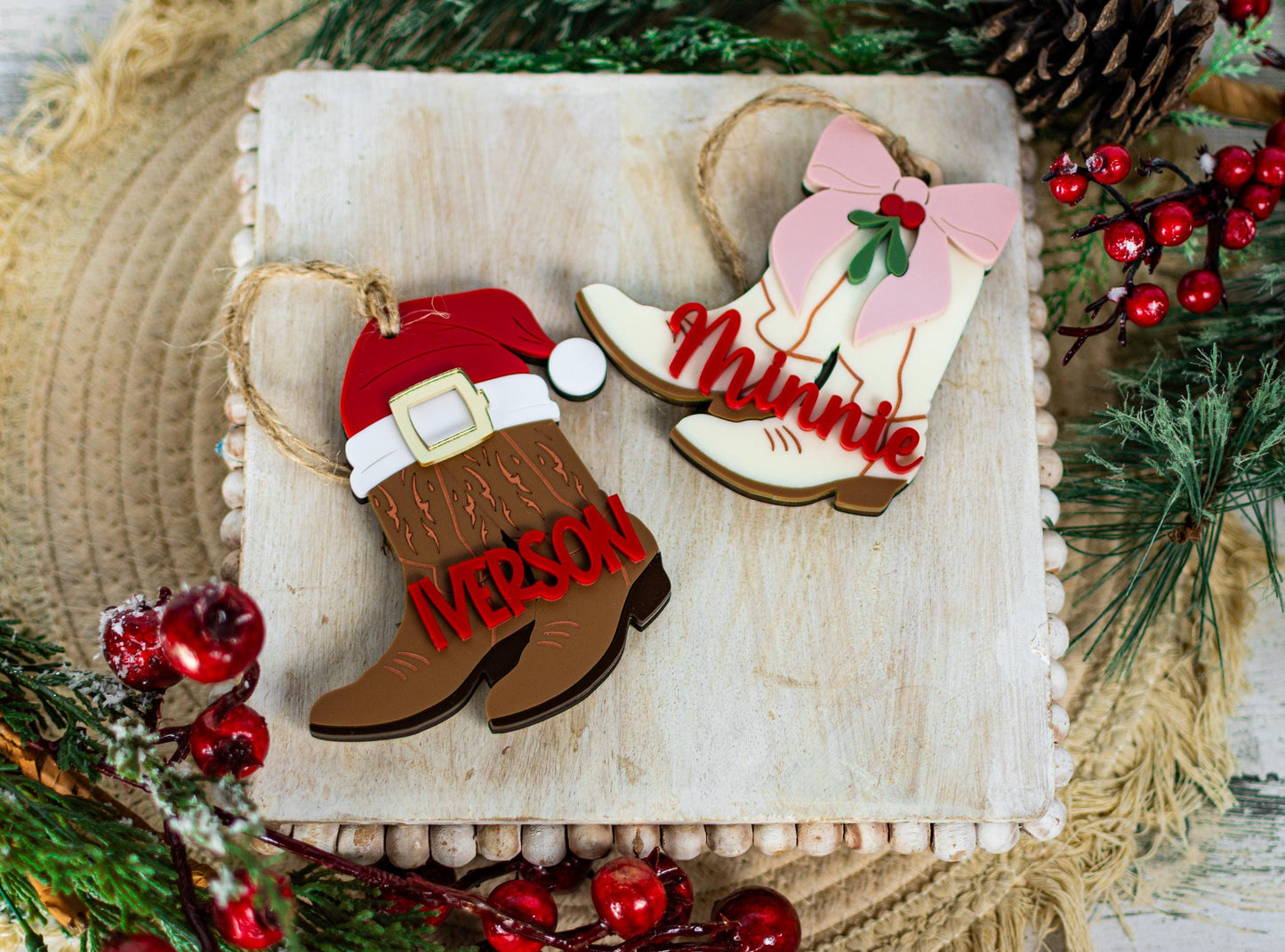 Cowboy Christmas Ornament, Boot Holiday Ornament, Cowgirl Ornament, Western Boot Ornament, Ornament for a Country Lover, Country Lover Gift
