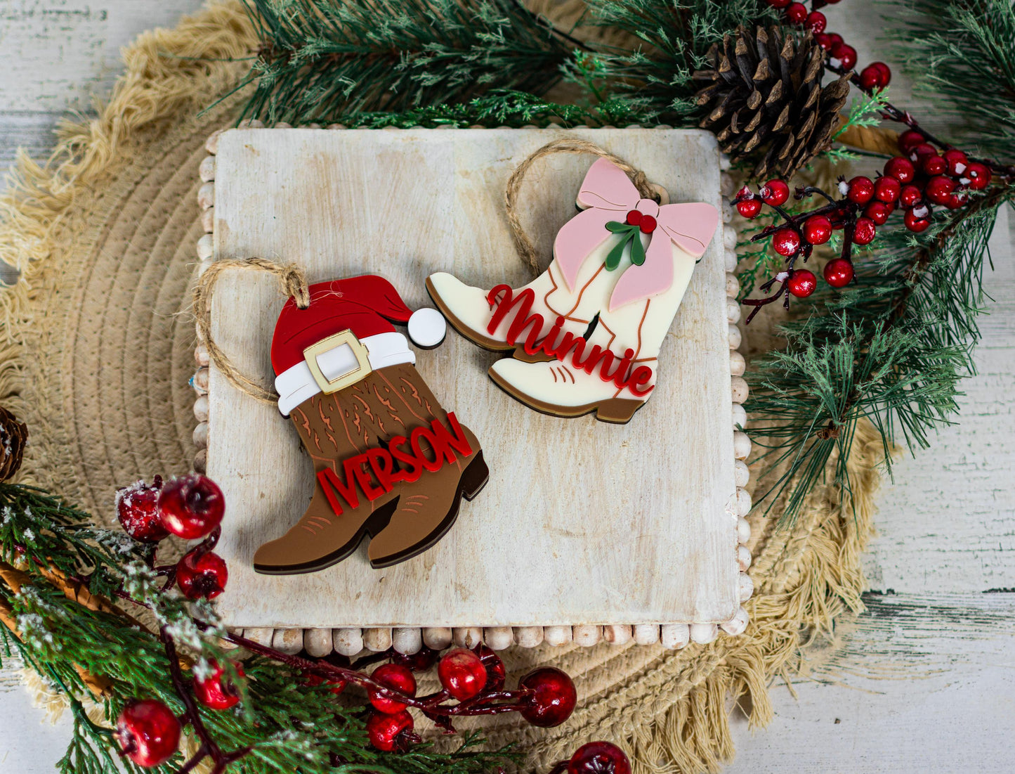 Cowboy Christmas Ornament, Boot Holiday Ornament, Cowgirl Ornament, Western Boot Ornament, Ornament for a Country Lover, Country Lover Gift