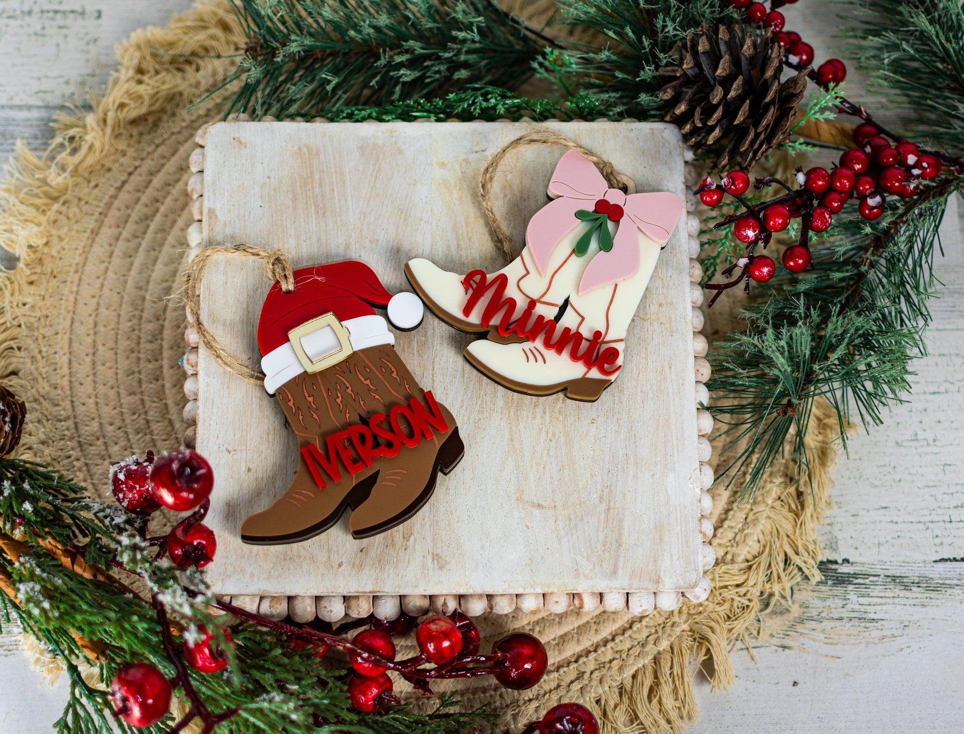 Cowboy Christmas Ornament, Boot Holiday Ornament, Cowgirl Ornament, Western Boot Ornament, Ornament for a Country Lover, Country Lover Gift