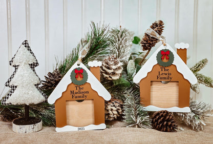 Family Picture Frame Ornament, Gingerbread House Ornament, Picture Holder Ornament, Christmas Ornament for Family, Family Gift Idea