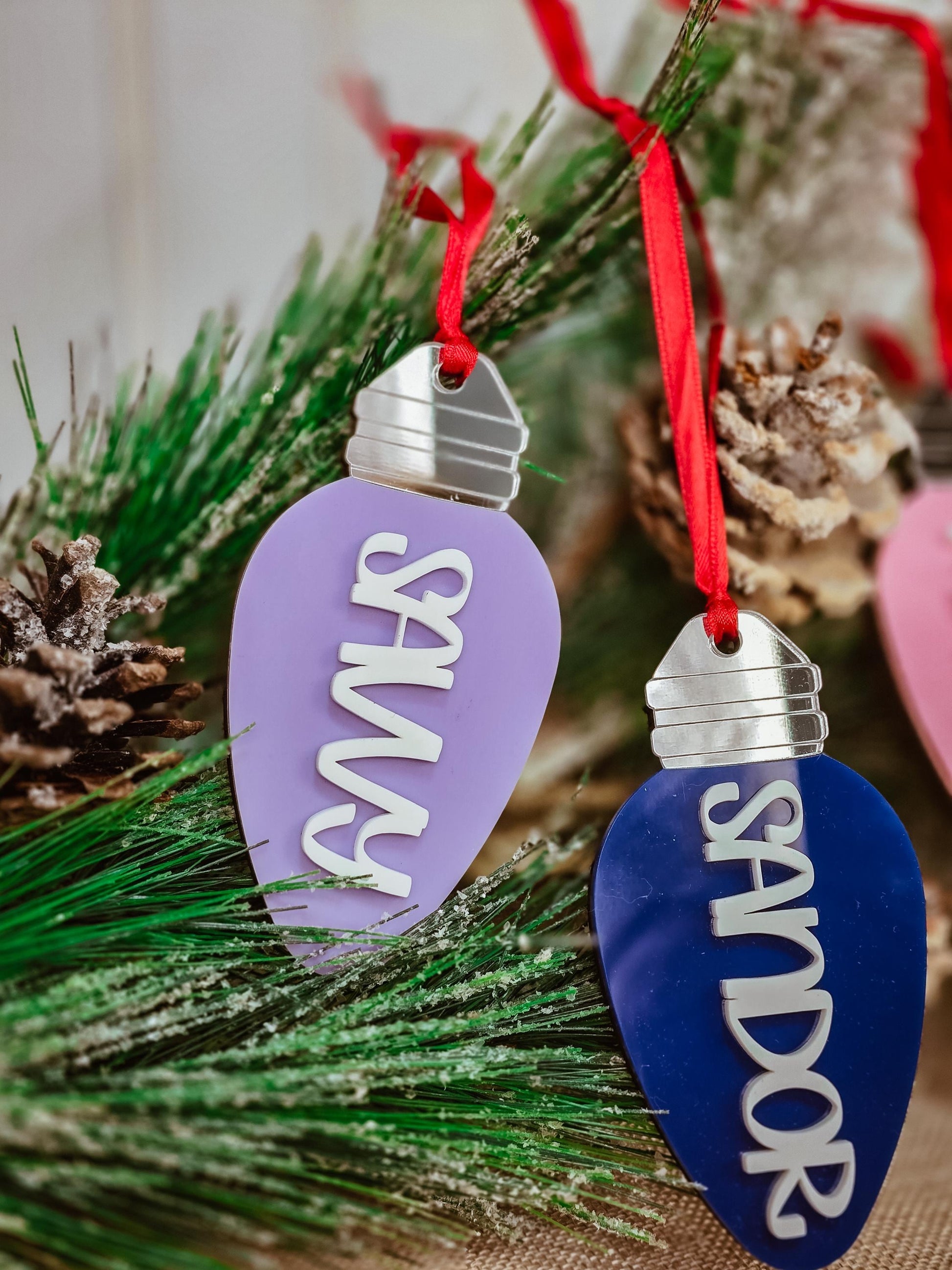 Christmas Light Bulb Ornament, Holiday Ornament, Christmas Ornament, Christmas Gift for Family, Kids Ornament, Personalized Ornament