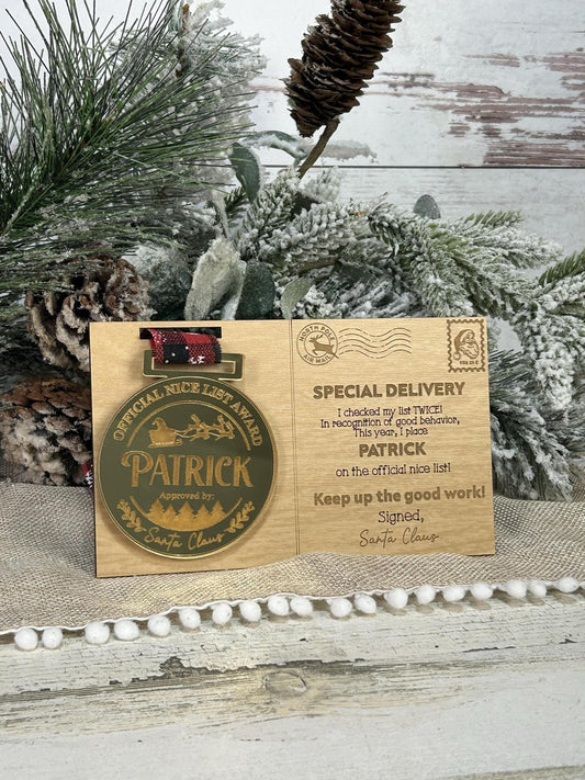 Santa's Nice List Award, Gold Acrylic Nice List Keepsake, Official Nice List for Child, Nice List Award Keepsake