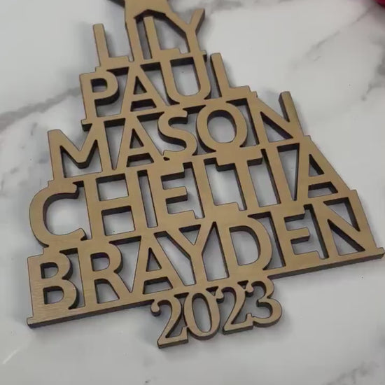 Family Name Tree Ornament, 2024 Family Ornament, Name Ornament, Ornament for the whole family, Entire Family Name Ornament