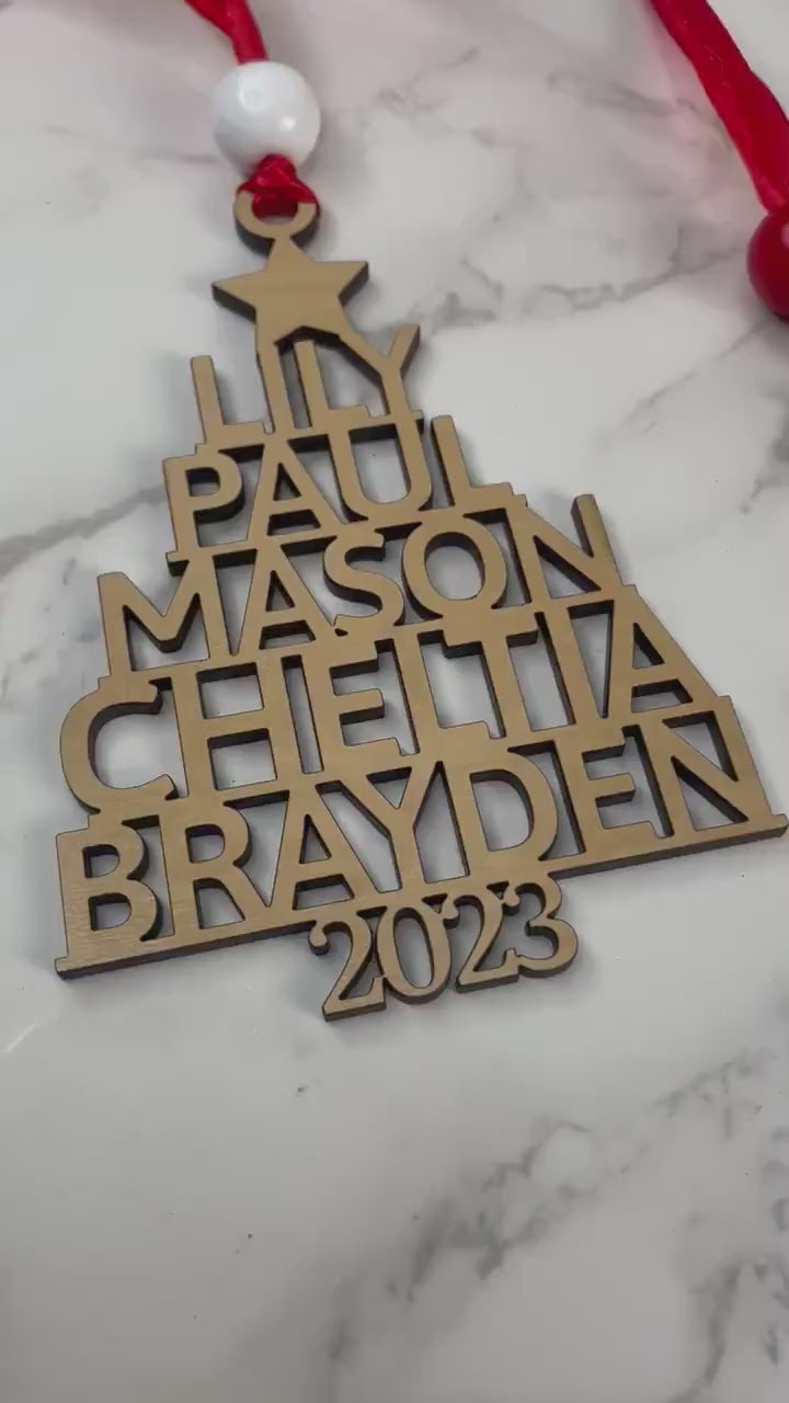 Family Name Tree Ornament, 2024 Family Ornament, Name Ornament, Ornament for the whole family, Entire Family Name Ornament