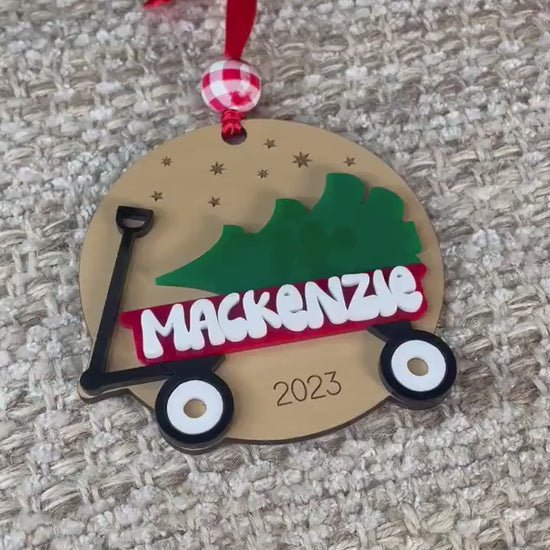 Kids Wagon Ornament First Christmas