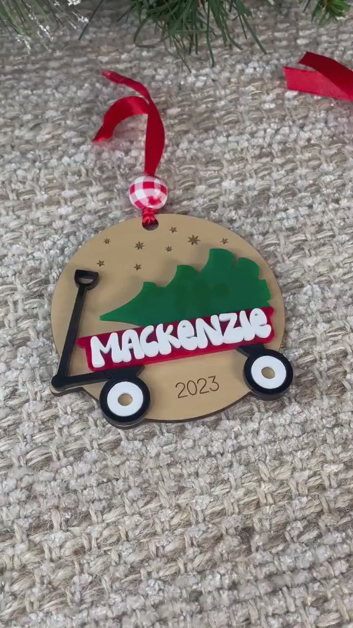 Kids Wagon Ornament First Christmas