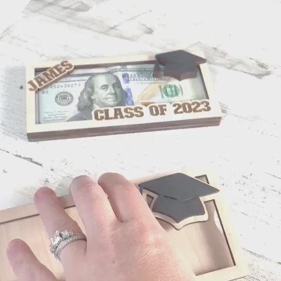 Graduation Money Gift Holder | High School Grad Money Gift Card Holder | Wooden Money Gift Box
