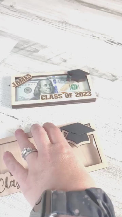 Graduation Money Gift Holder | High School Grad Money Gift Card Holder | Wooden Money Gift Box