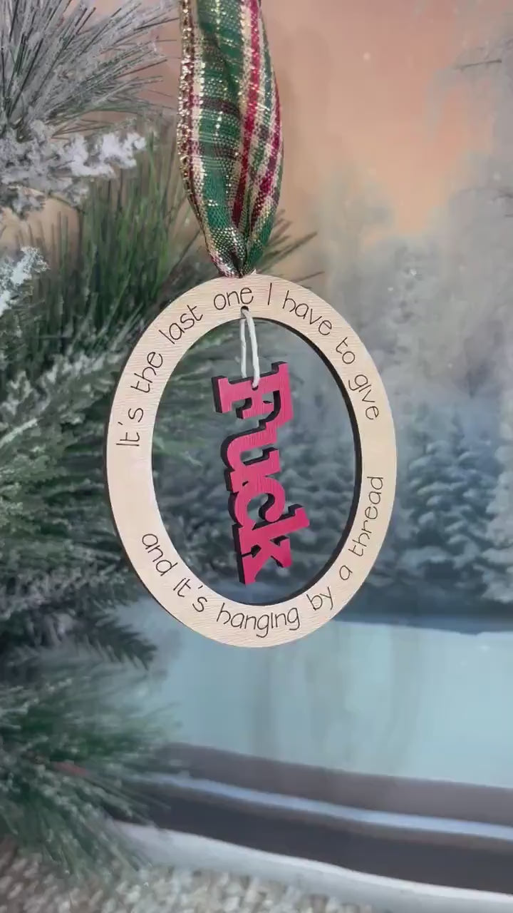 My Last Fuk Christmas Ornament, My Very Last Fuk and It’s Hanging by a Thread Ornament, Gag Gift for coworker, Yankee Swap Gift